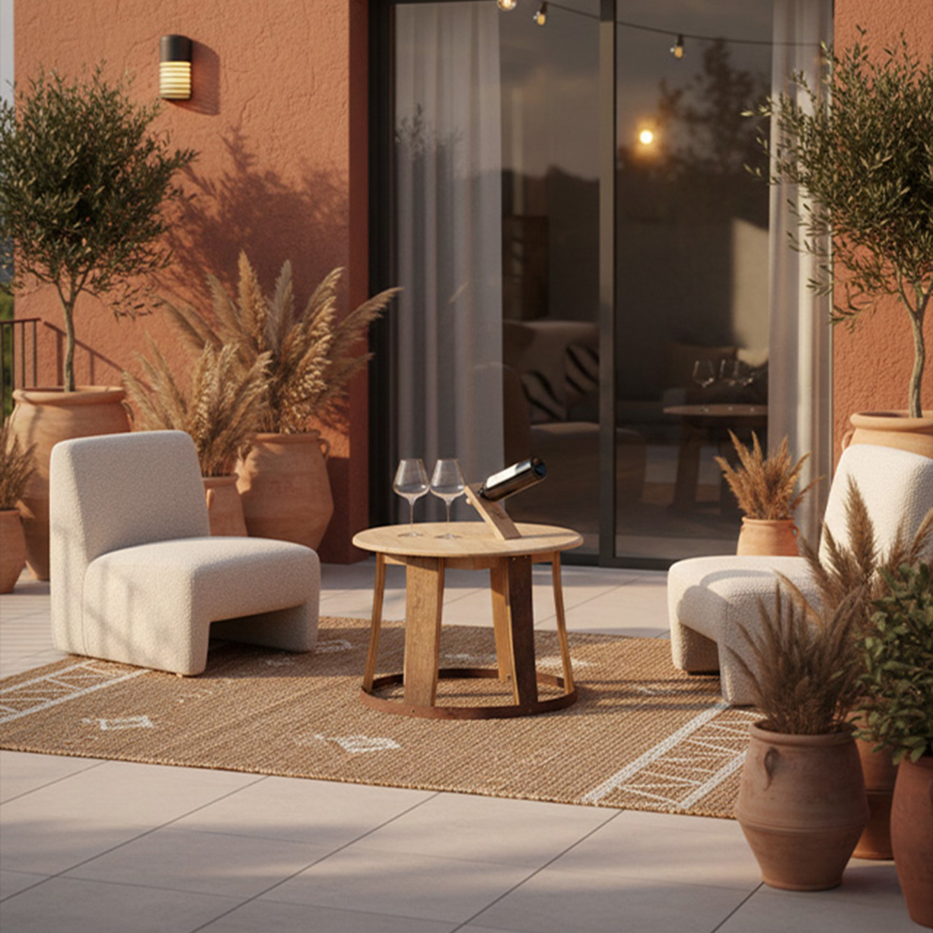 Table basse en douelles recyclées « Terroir »